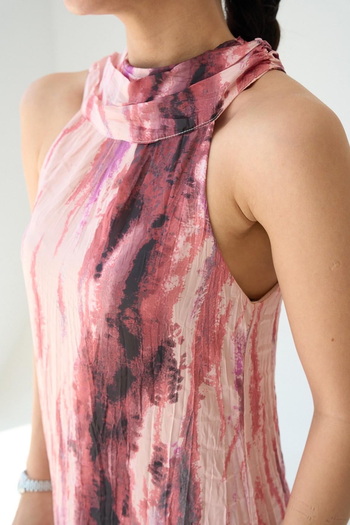 Kraşlı Düğme Detay Midi Elbise QS251059