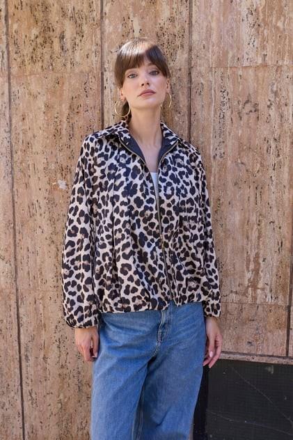 Leopar Desenli Bomber Ceket PR9636
