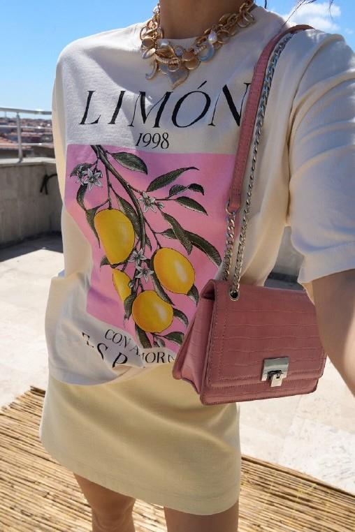 Limon Baskılı Oversize T-shirt QS251117