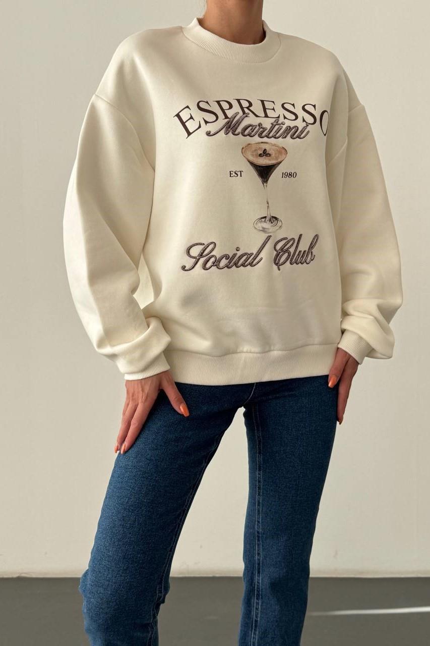 Martini Baskılı Oversize Sweatshirt QZ00966