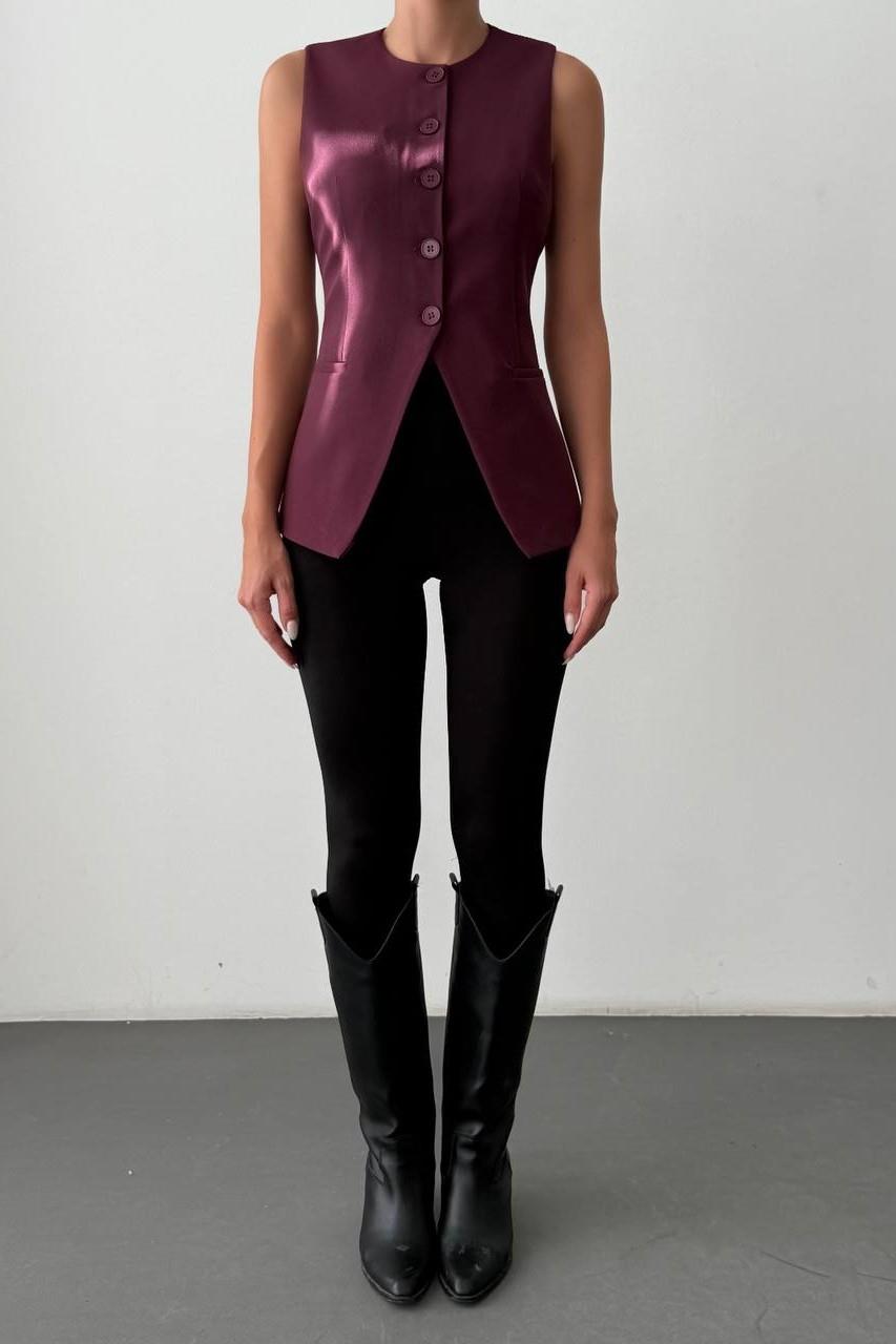 Önü Düğmeli Asimetrik Kesim Yelek QZ00004