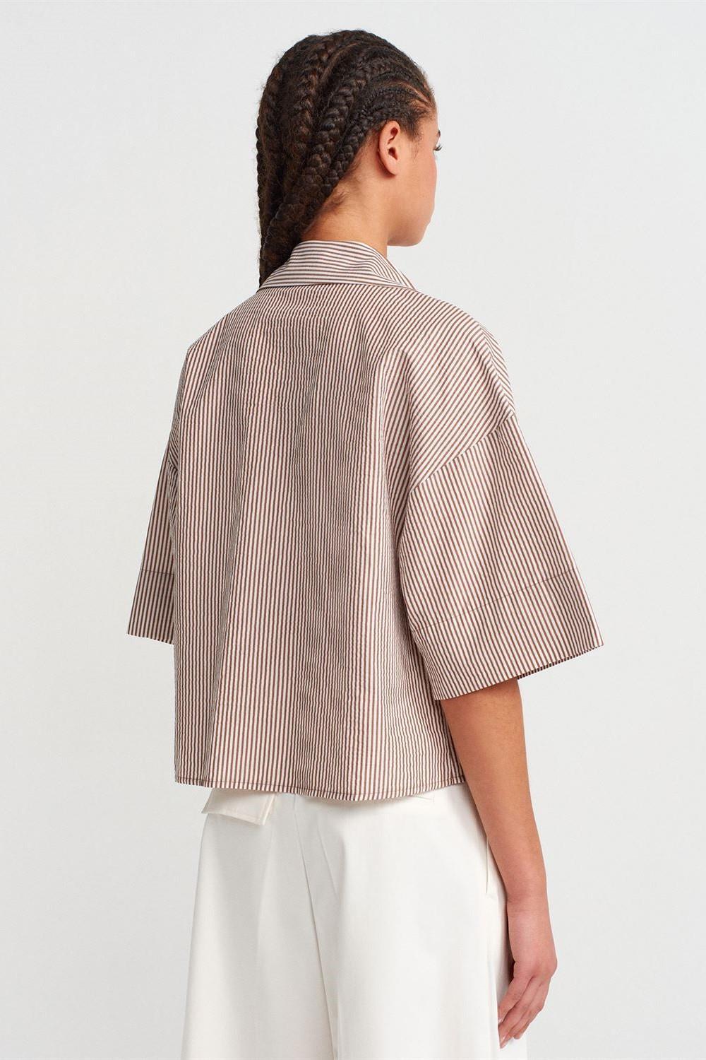 Oversize Cepli Crop Gömlek DL50495