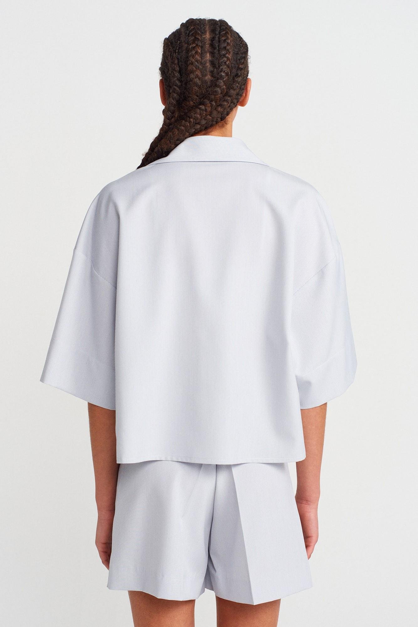 Oversize Cepli Crop Gömlek DL50495
