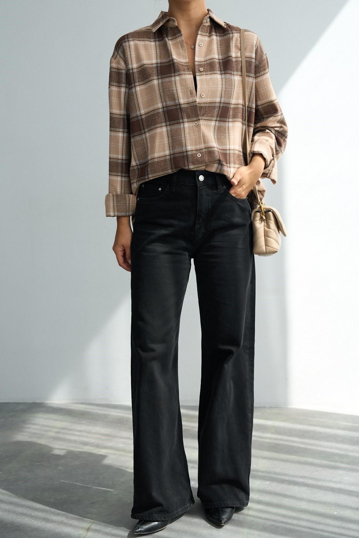 Oversize Ekose Desen Gömlek QS251045