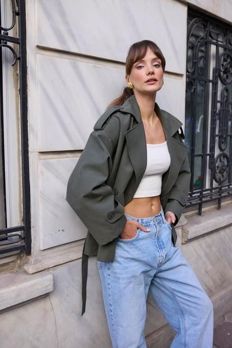 Oversize Kısa Trençkot PR9609