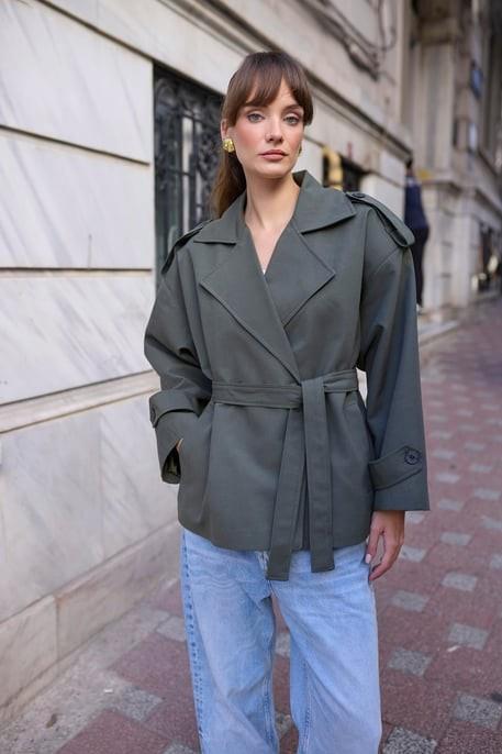 Oversize Kısa Trençkot PR9609