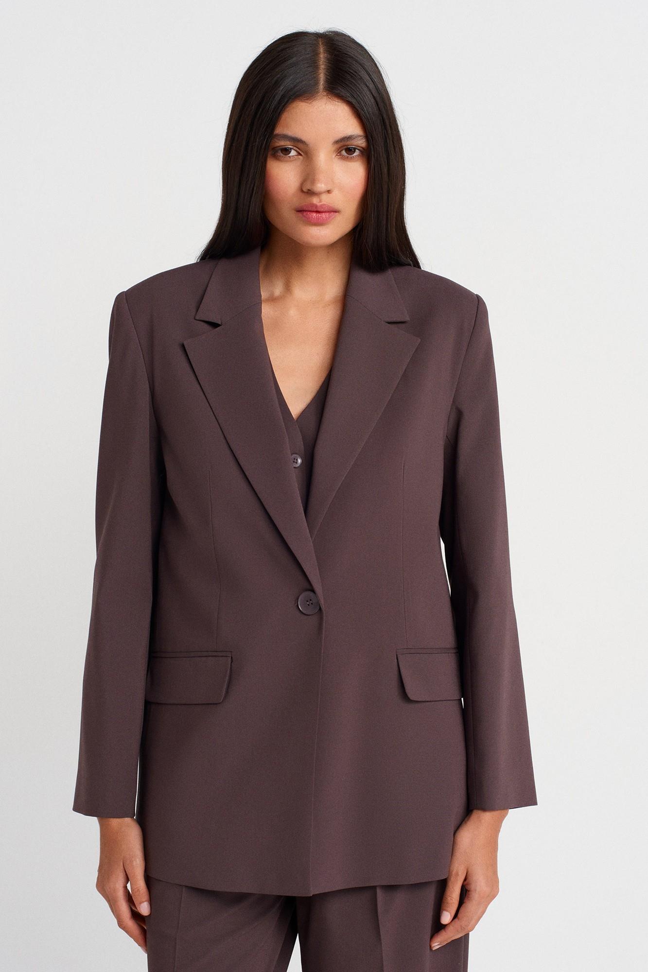 Oversize Vatkalı Blazer Ceket Dökümlü Pantolon Takım DL60759