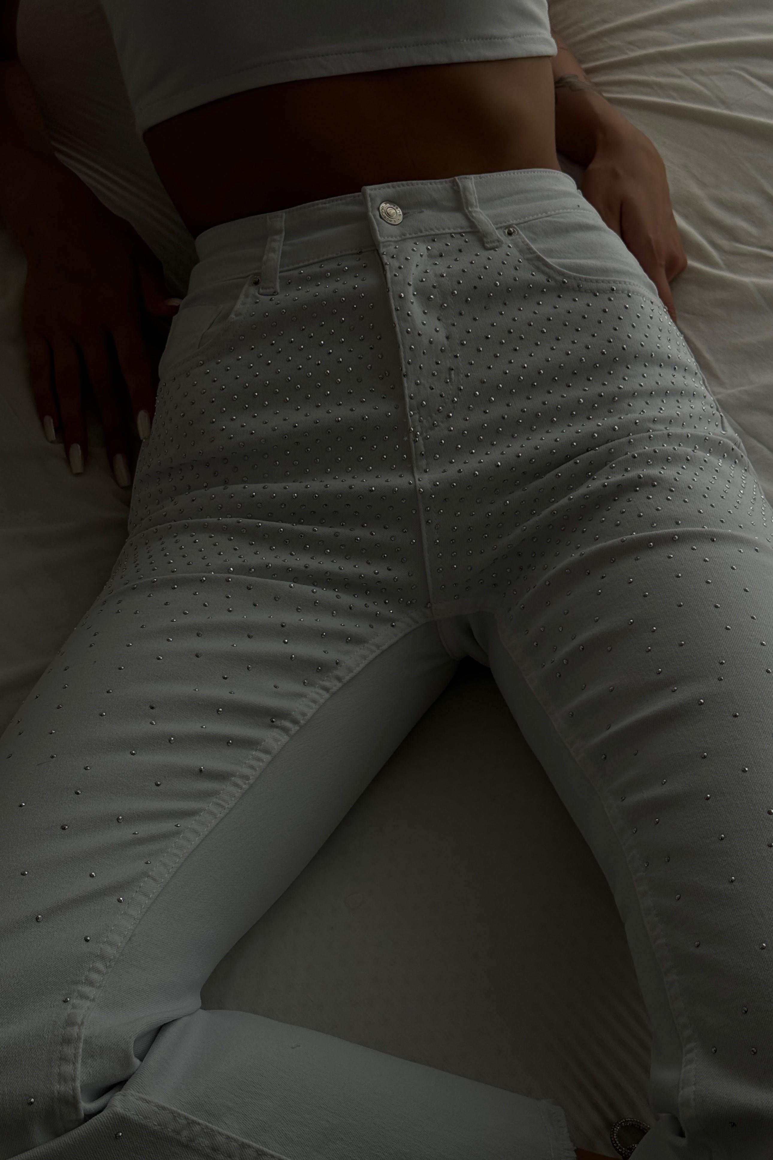 Paçası Püsküllü Taşlı Flare Jean LC7481-1