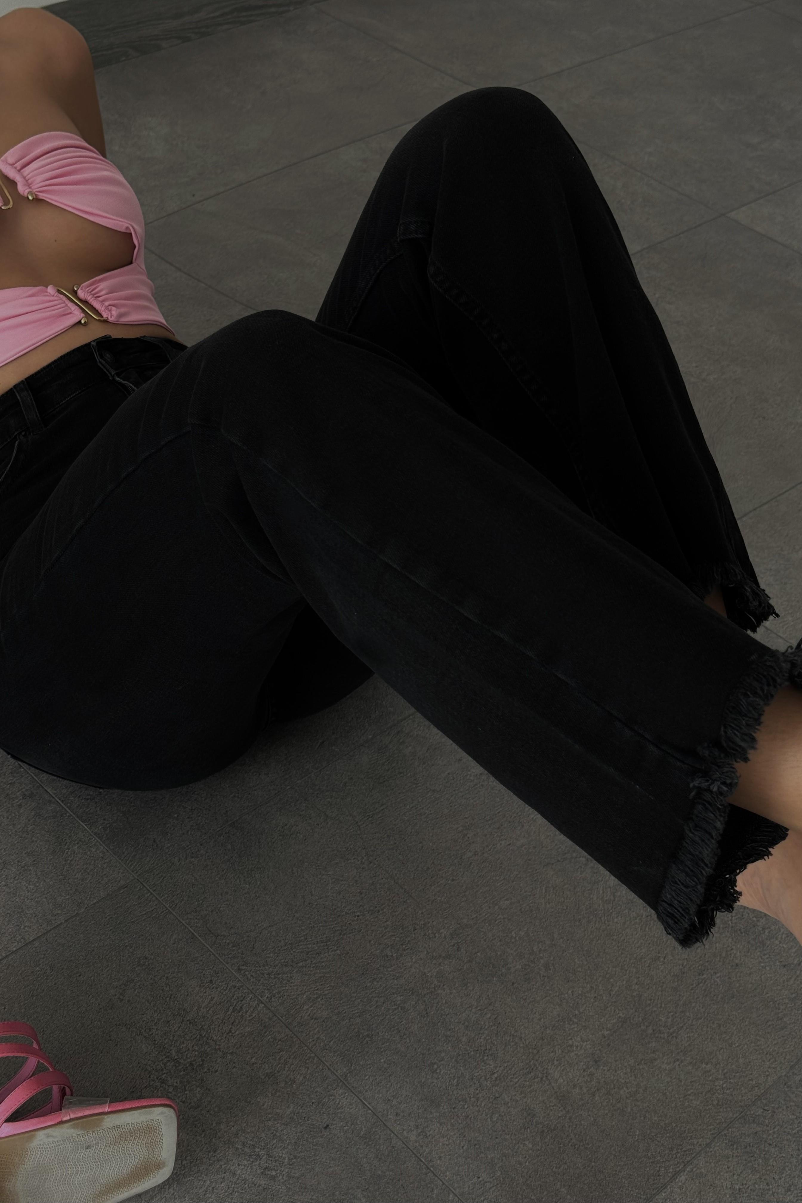 Paçası Püsküllü Yüksek Bel Flare Jean LC7396