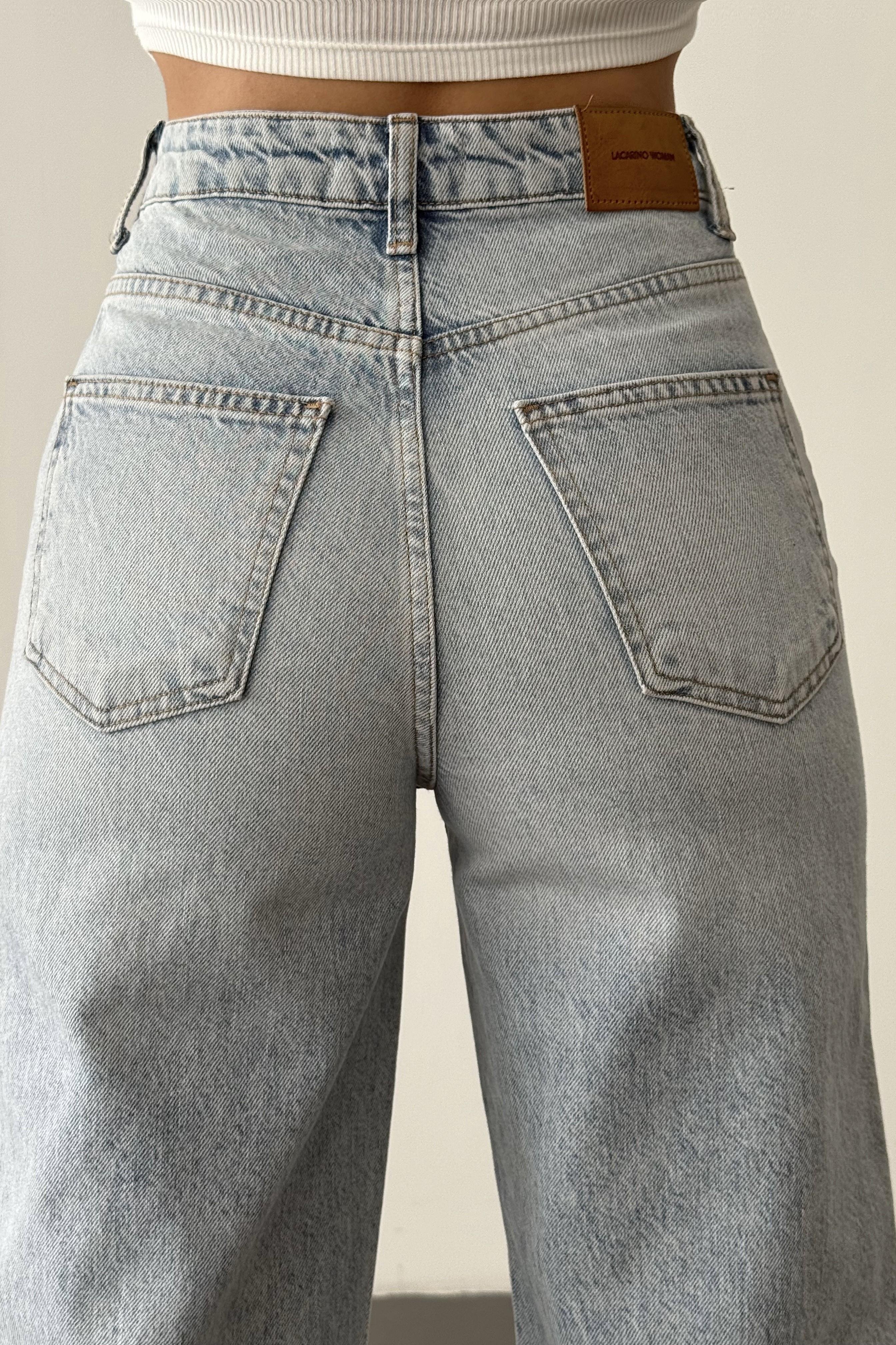 Paçası Taşlı Wide Leg Jean LC7714-1