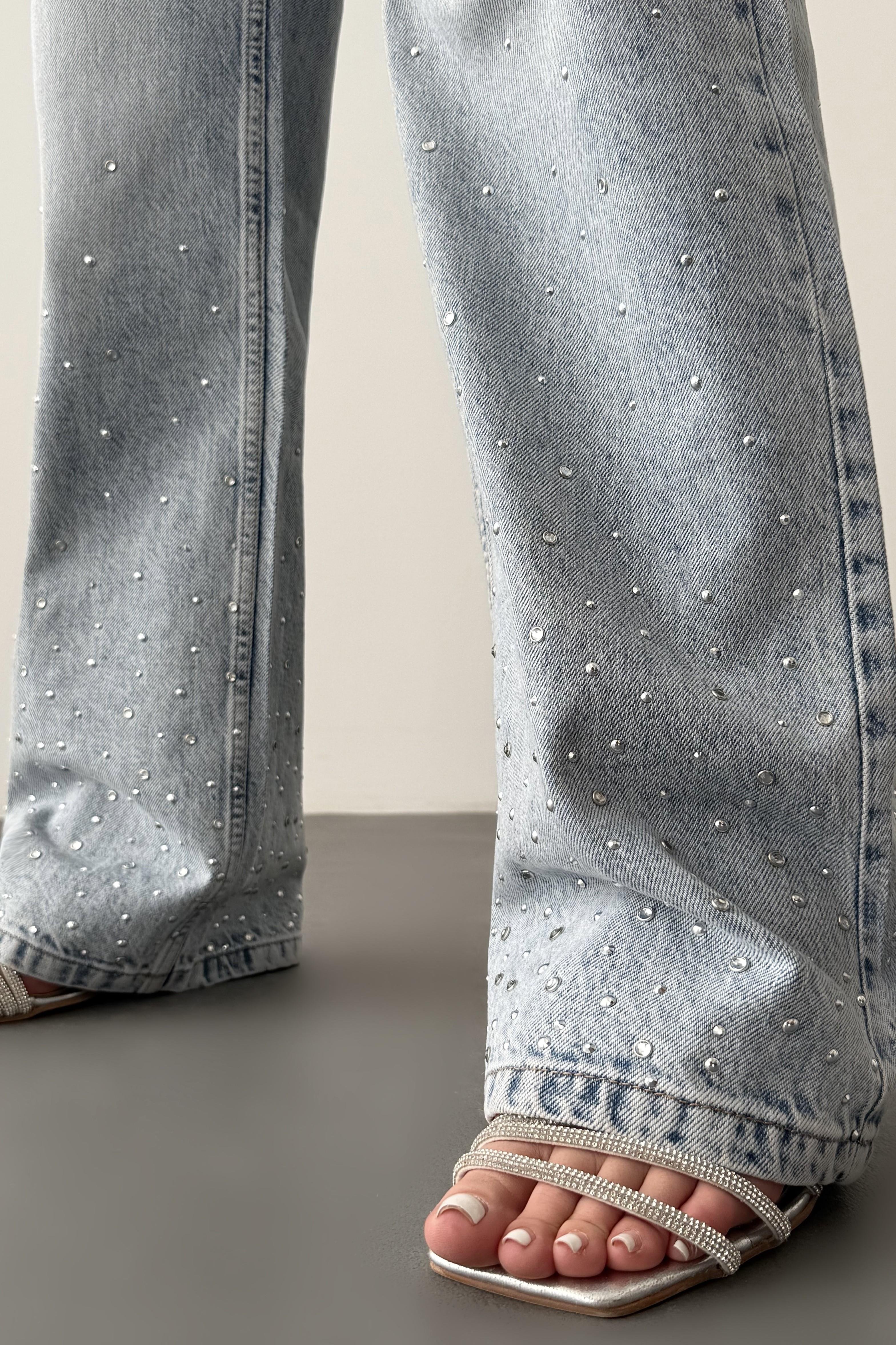 Paçası Taşlı Wide Leg Jean LC7714-1