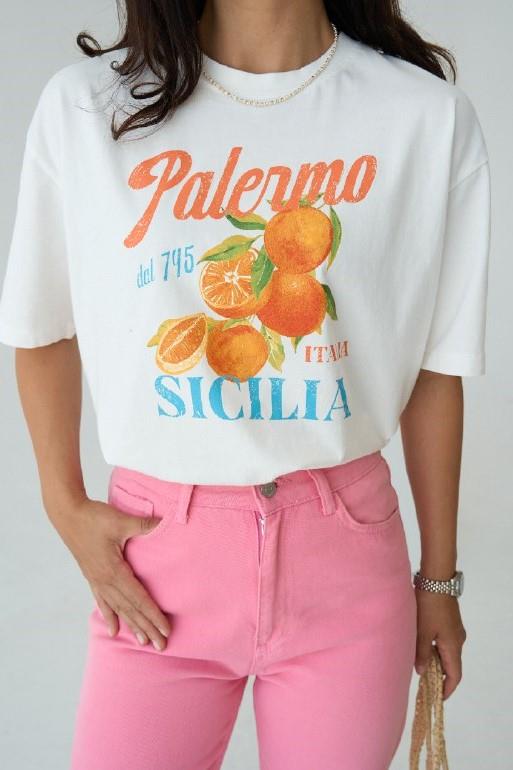 Portakal Baskılı Oversize T-shirt QS25101
