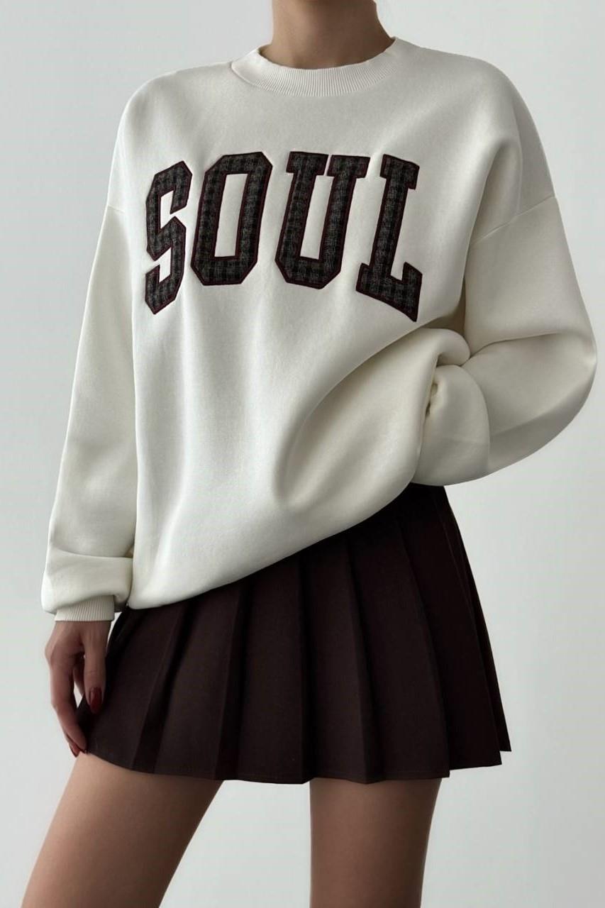 Soul Yazı Baskılı Sweatshirt QZ01174