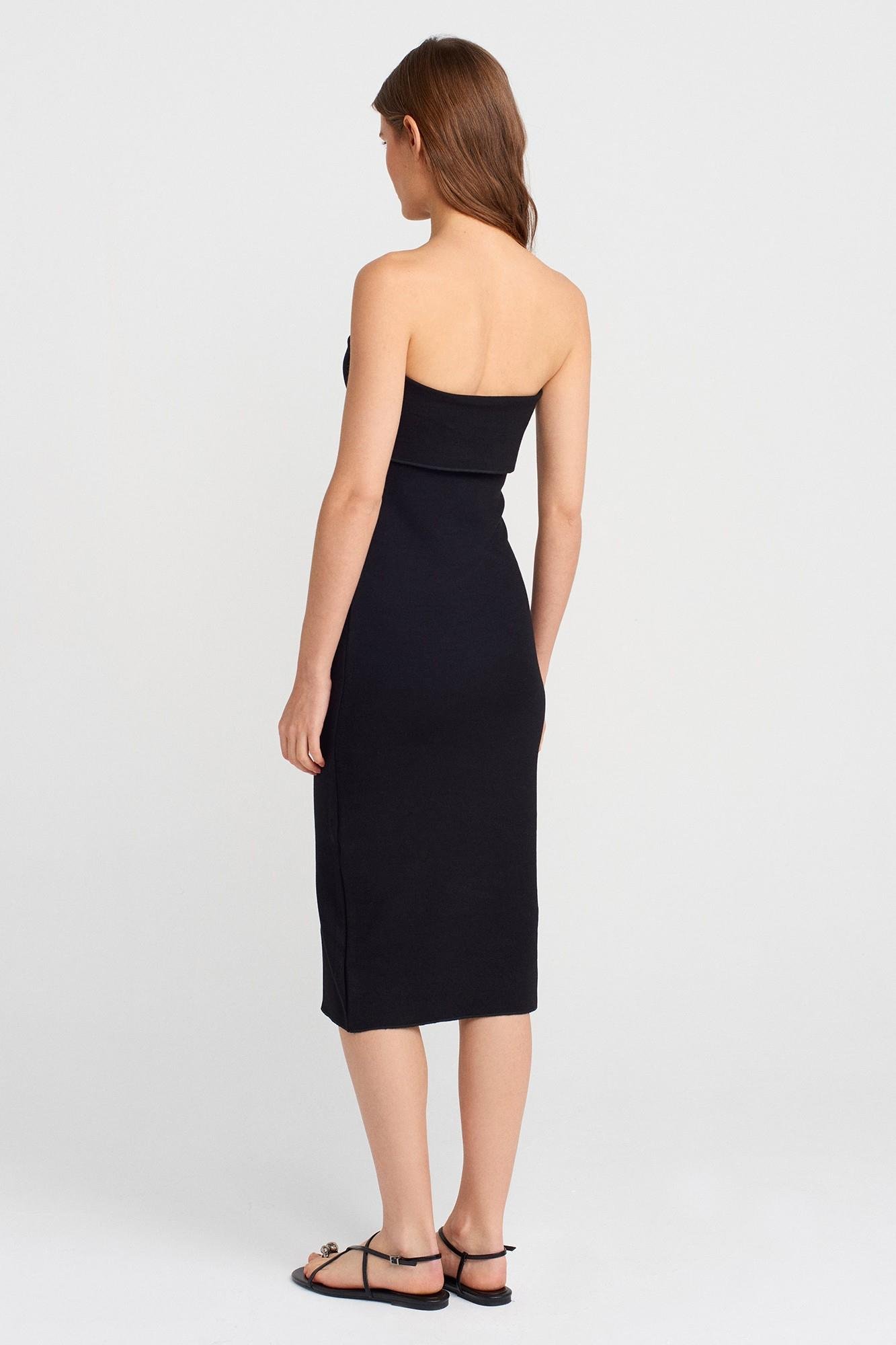 Straplez Katlı Triko Midi Elbise DL69142