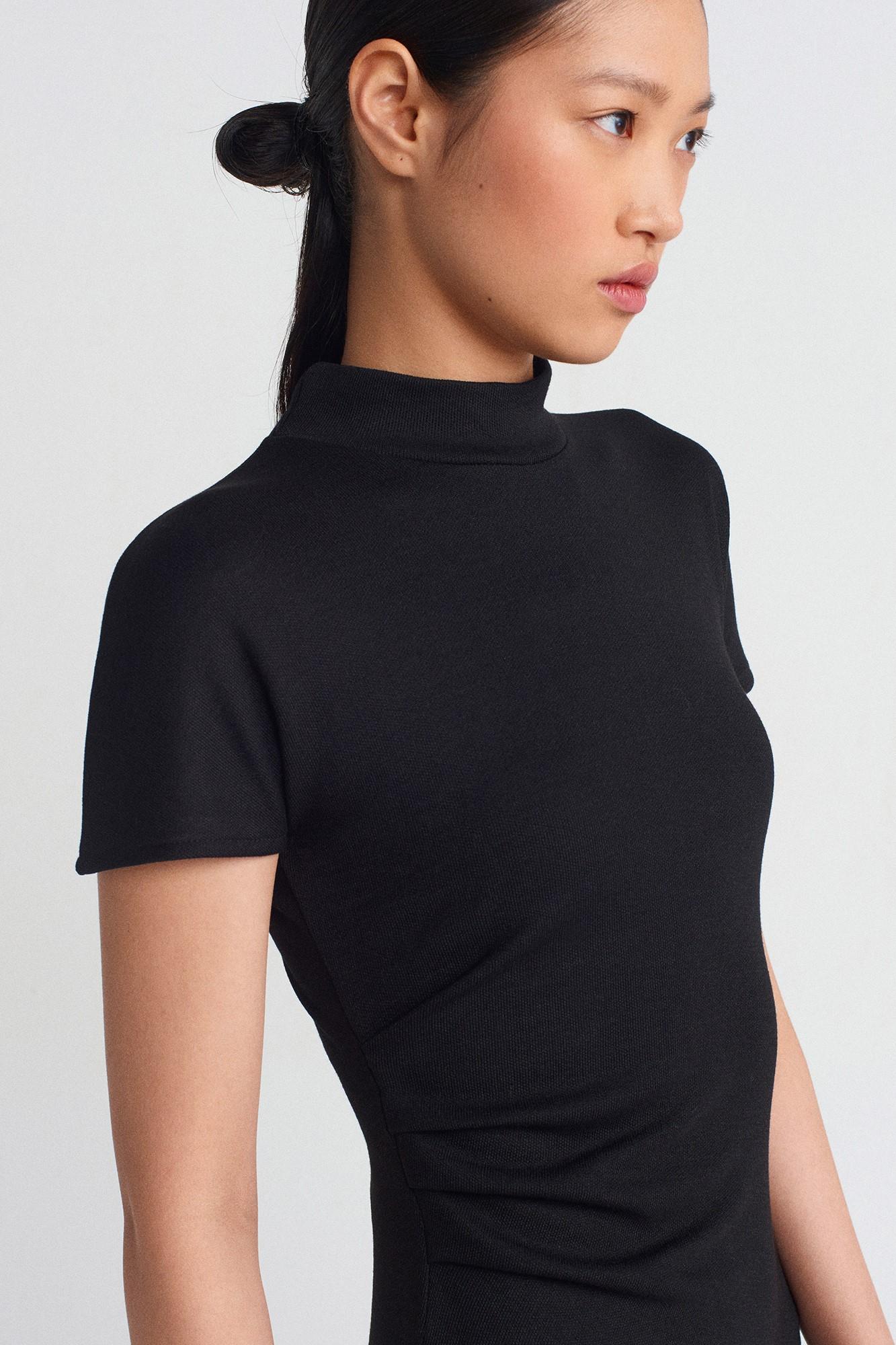 Streç Örme Drapeli Midi Elbise DL91297