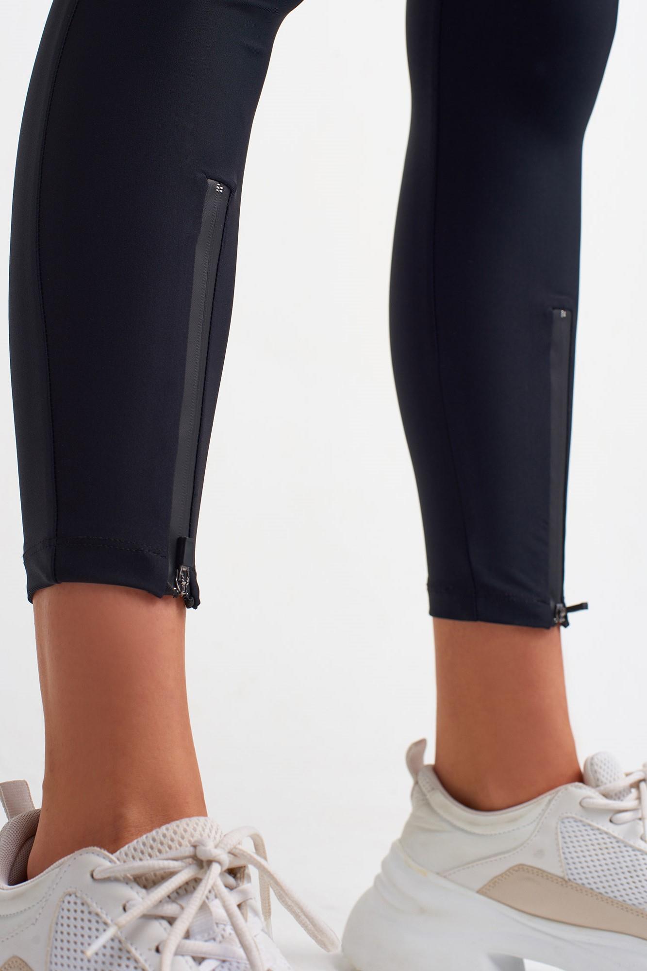 Toparlayıcı Paçası Önden Fermuar Detaylı Tayt DL7934