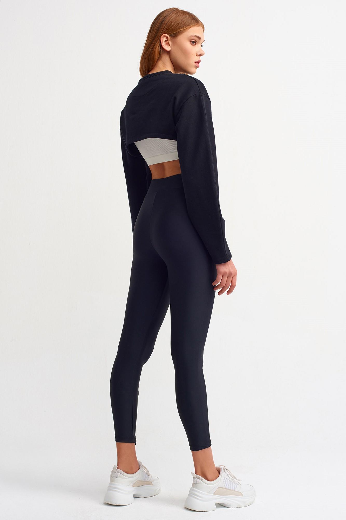 Toparlayıcı Paçası Önden Fermuar Detaylı Tayt DL7934