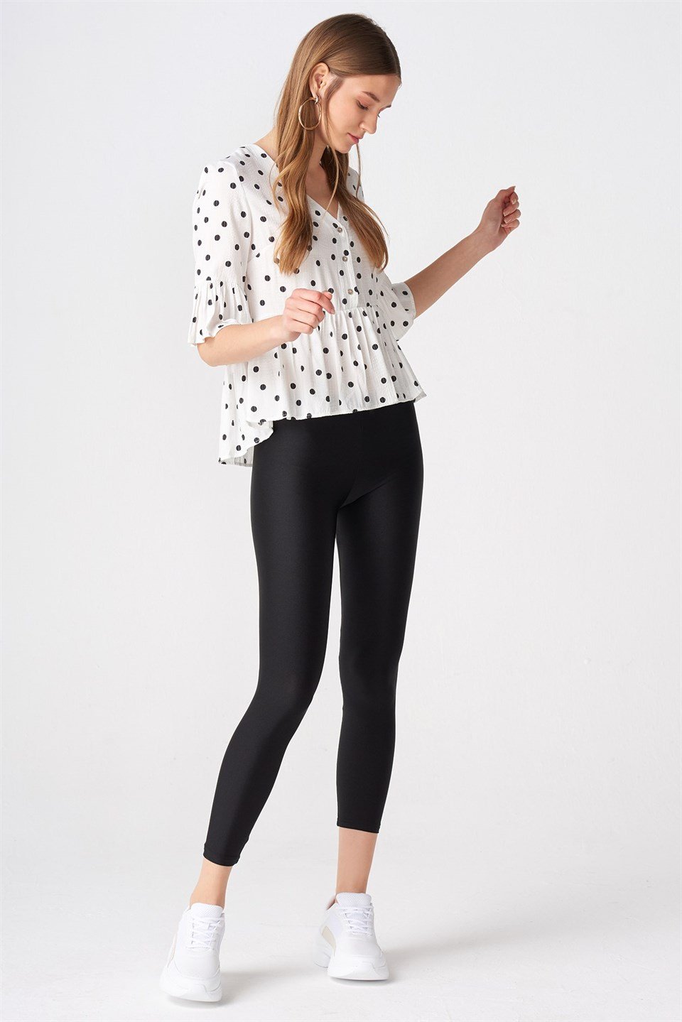 Toparlayıcı Parlak Kumaş Tayt DL4001