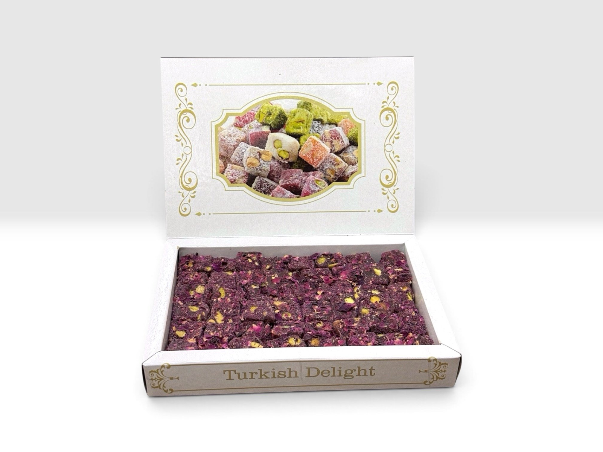 GÜL YAPRAKLI ANTEP FISTIKLI GÜLLÜ  LOKUM  500GR.