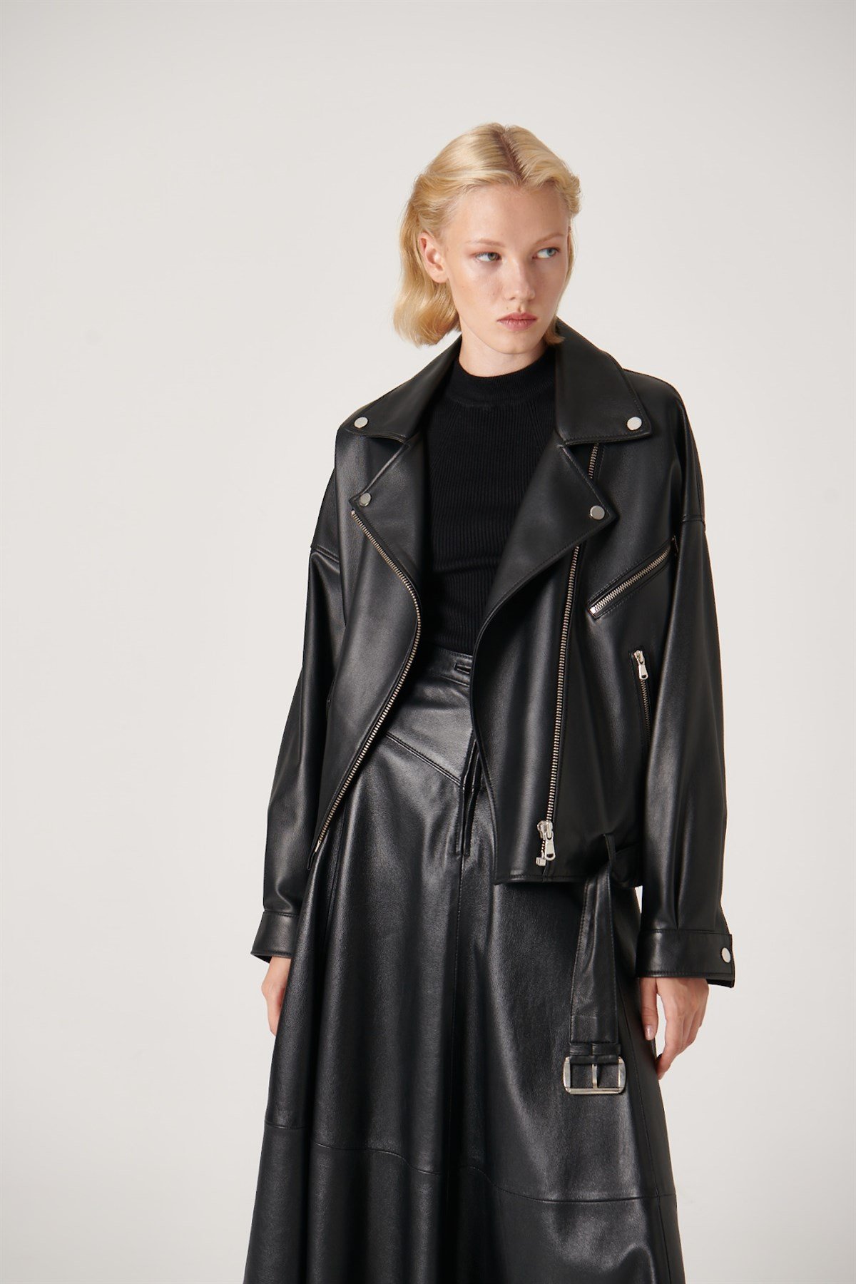 Helen Deri Biker Ceket SiyahHelen Deri Biker Ceket Siyah