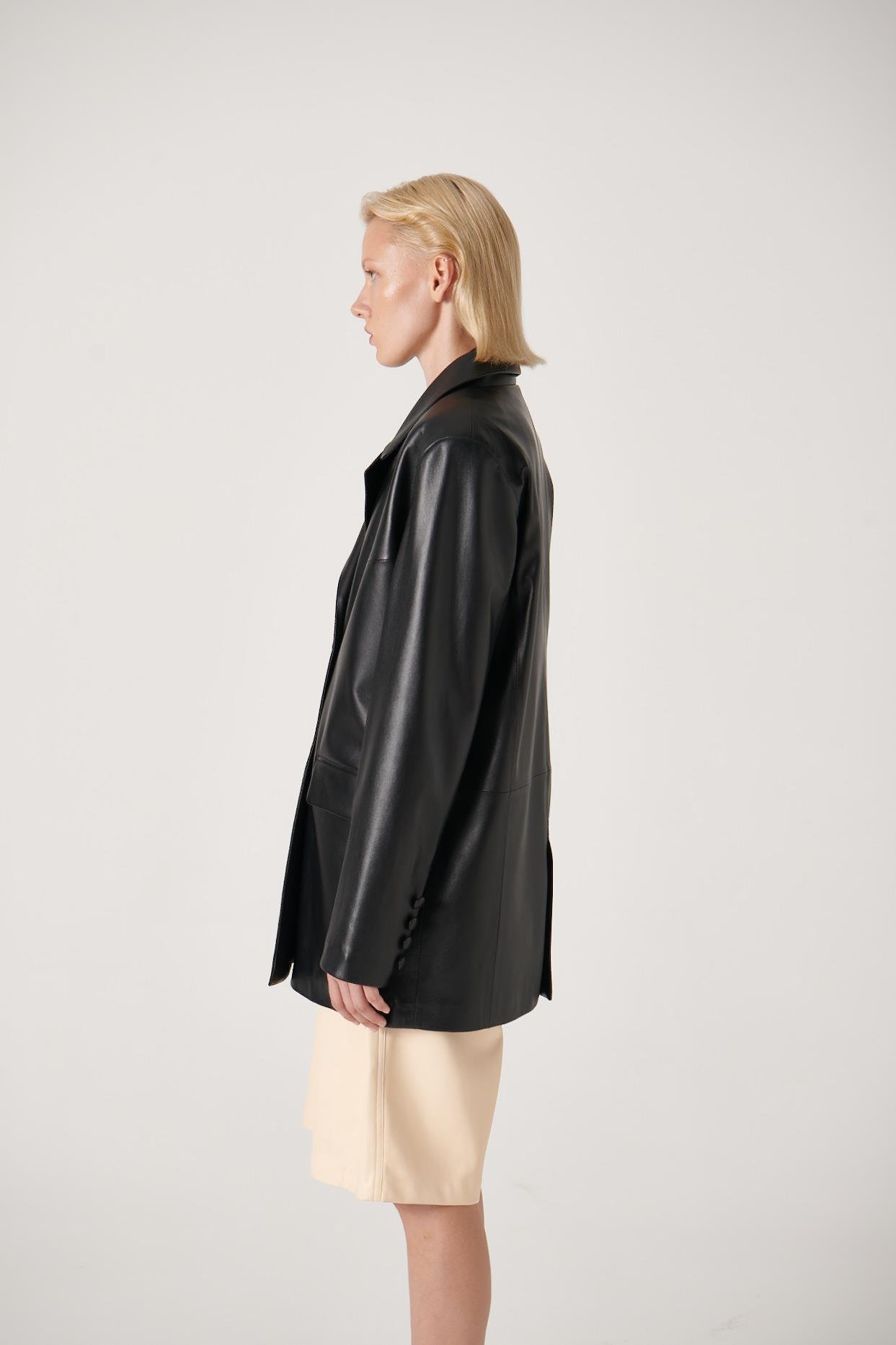 NADYA Oversize Leather Jacket Black