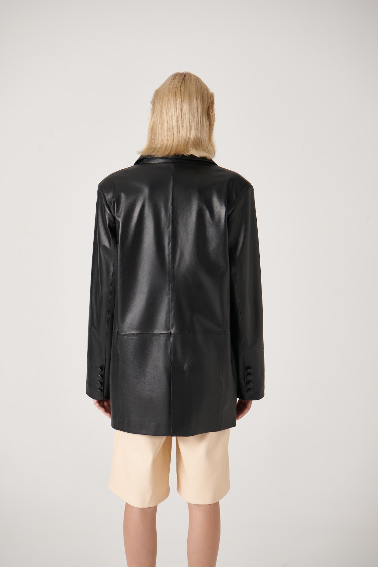 NADYA Oversize Leather Jacket Black