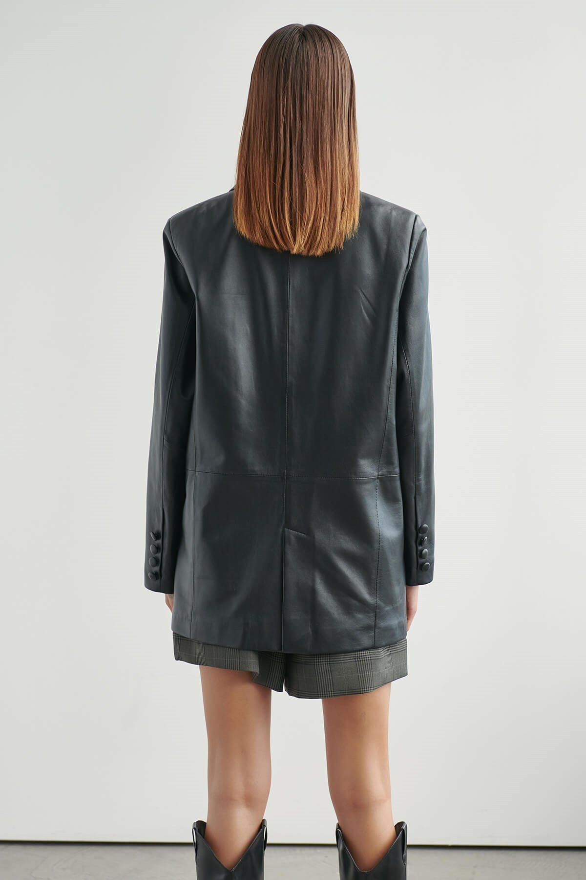 Nadya Oversize Leather Jacket Black