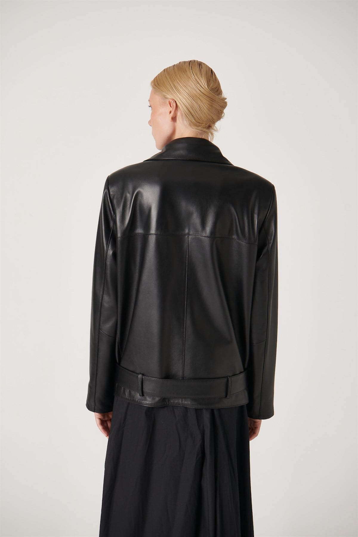 Nichole Oversize Biker Deri Ceket SiyahNichole Oversize Biker Deri Ceket Siyah