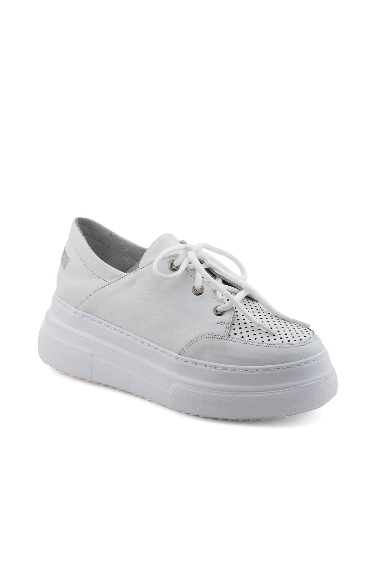 Beyaz Kadın Sneaker Hakiki Deri Ayakkabı