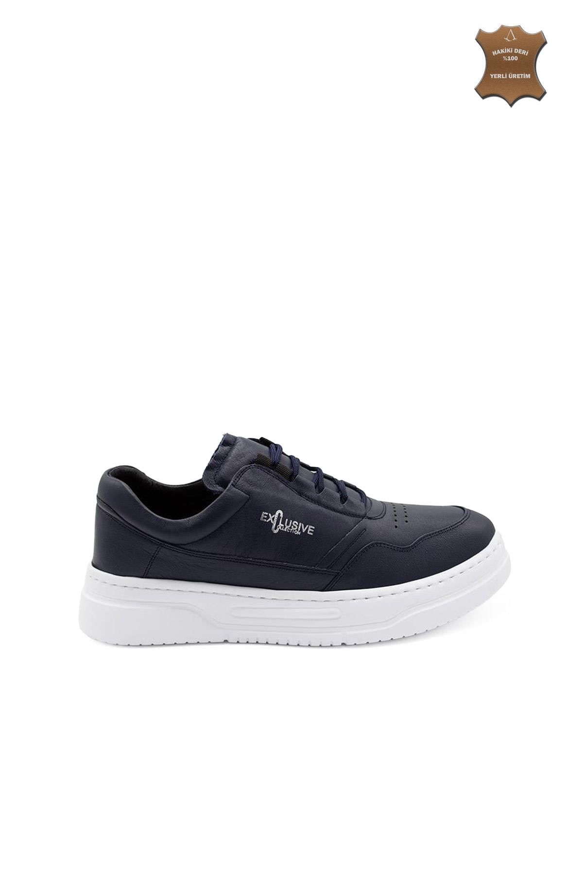 Erkek Sneaker Hakiki Deri Ayakkabı 082Y24E40741