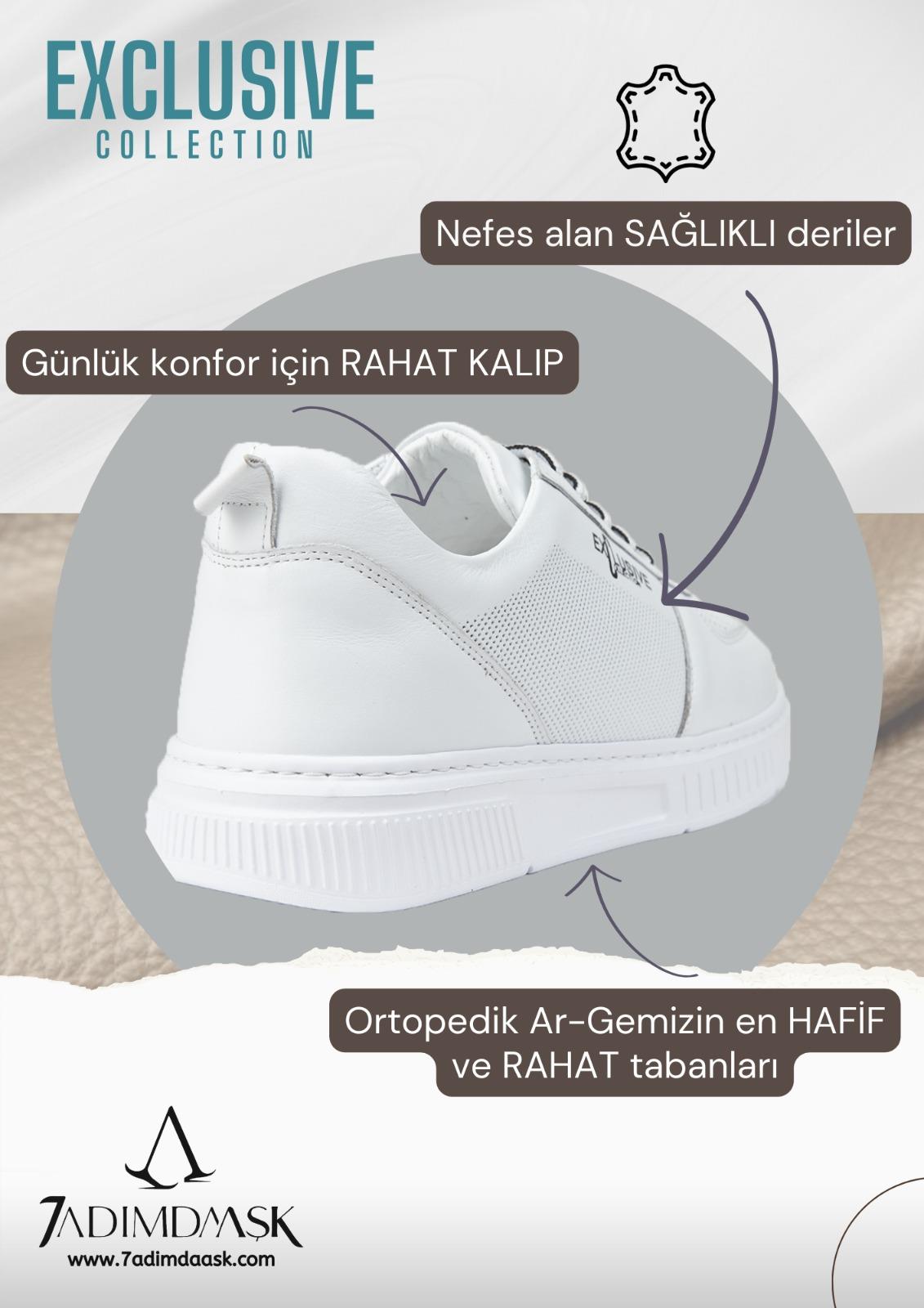 Erkek Sneaker Hakiki Deri Ayakkabı 082Y24E40732