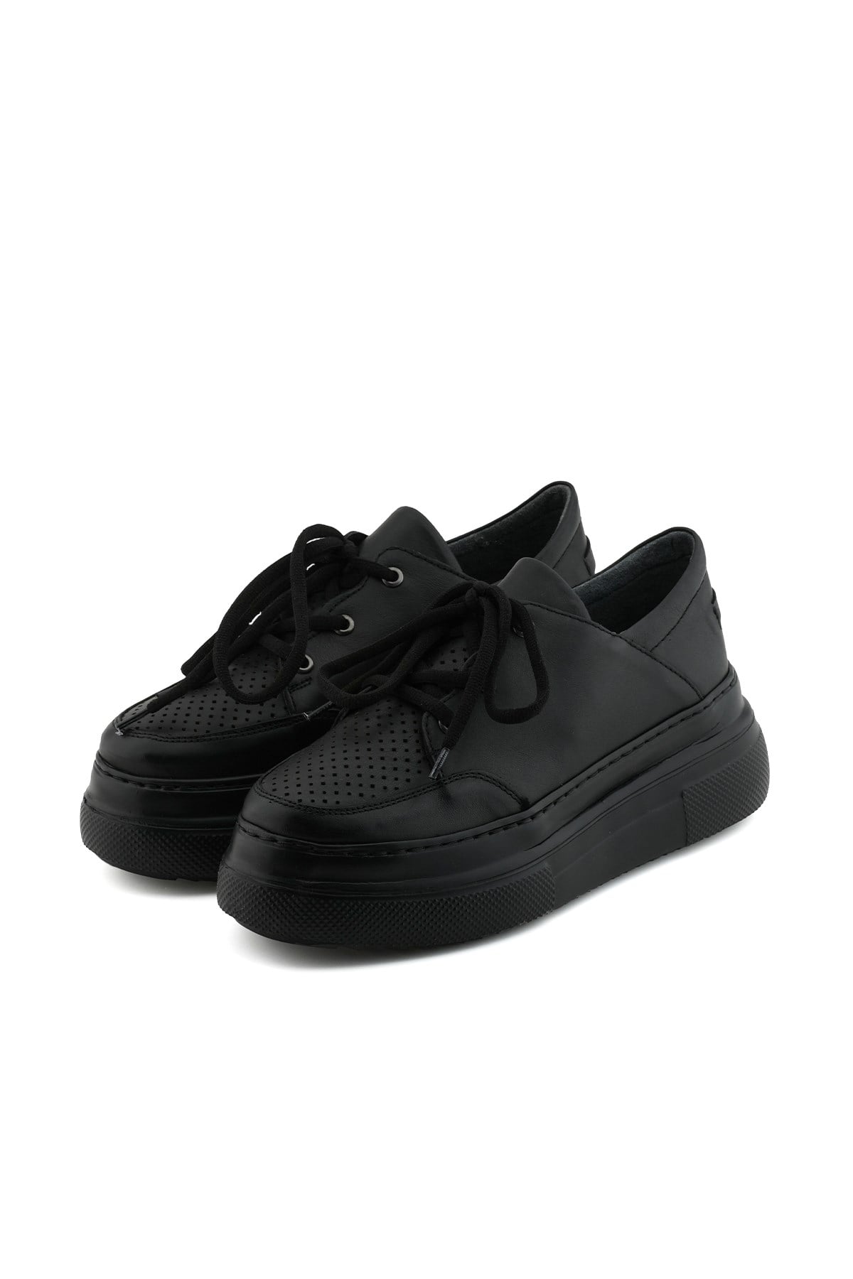 Siyah Kadın Sneaker Hakiki Deri Ayakkabı