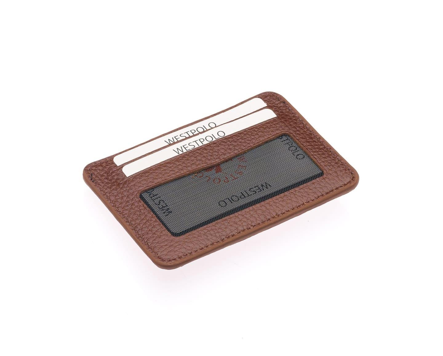 115-TABAWestpolo Carpi Çok Bölmeli Unisex Hakiki Flötr Deri Kartlık - Taba