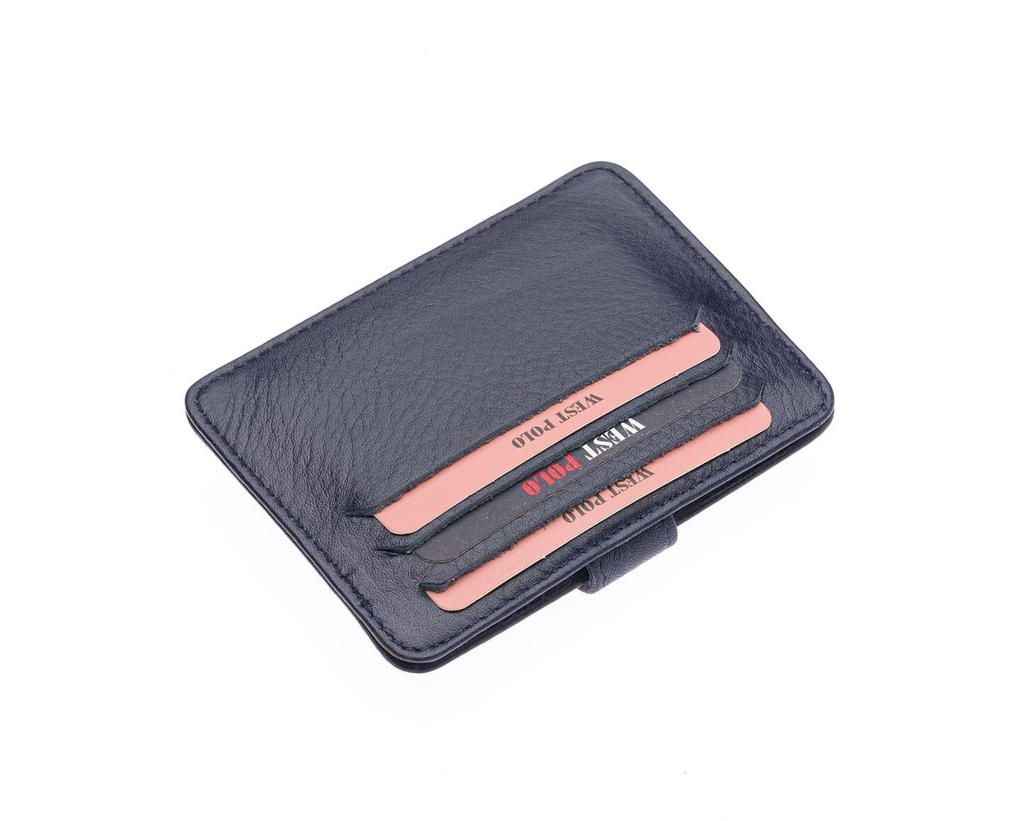 NL115-LACİVERTWestpolo Carpi Çok Bölmeli Unisex Hakiki Flötr Deri Kartlık - Lacivert