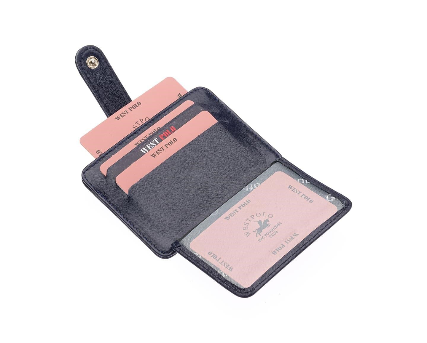NL115-LACİVERTWestpolo Carpi Çok Bölmeli Unisex Hakiki Flötr Deri Kartlık - Lacivert