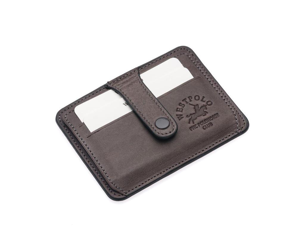 NL115C-GRİWestpolo Carpi Kağıt Para Bölmeli Unisex Crazy Eskitme Hakiki Deri Kartlık - Gri