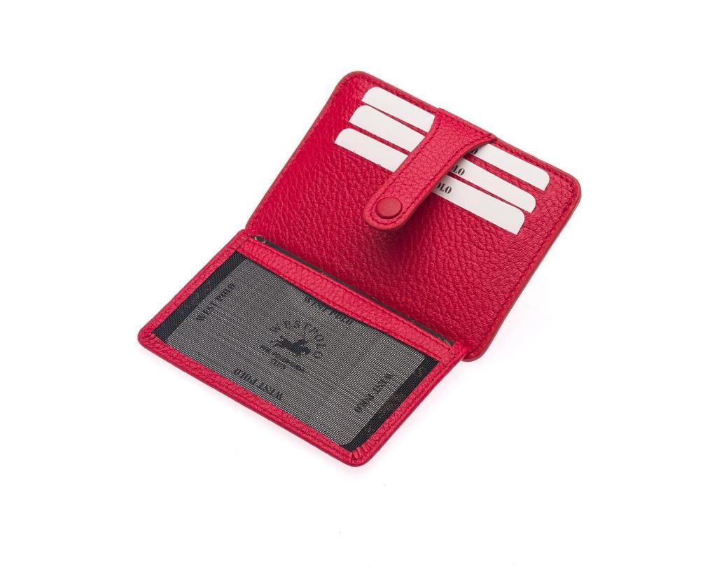NL125-MAT KIRMIZIWestpolo Carpi Çok Bölmeli Gizli Para Bölmeli Unisex Hakiki Deri Kartlık - Kırmızı