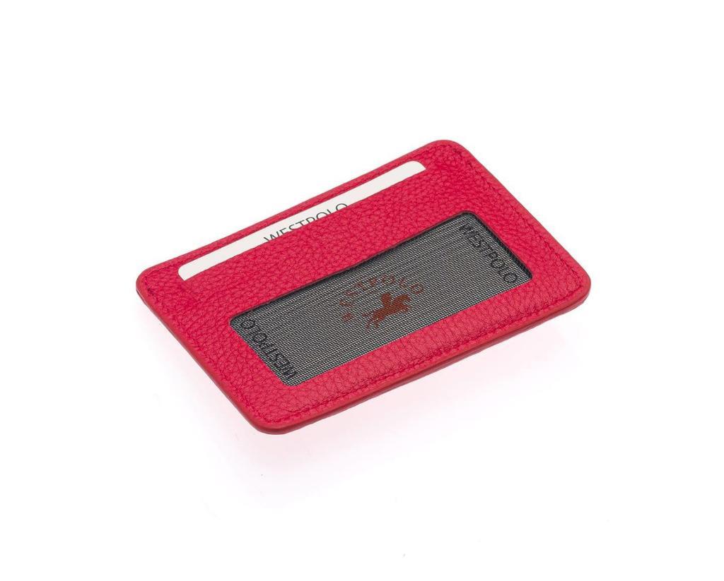 NL125-MAT KIRMIZIWestpolo Carpi Çok Bölmeli Gizli Para Bölmeli Unisex Hakiki Deri Kartlık - Kırmızı