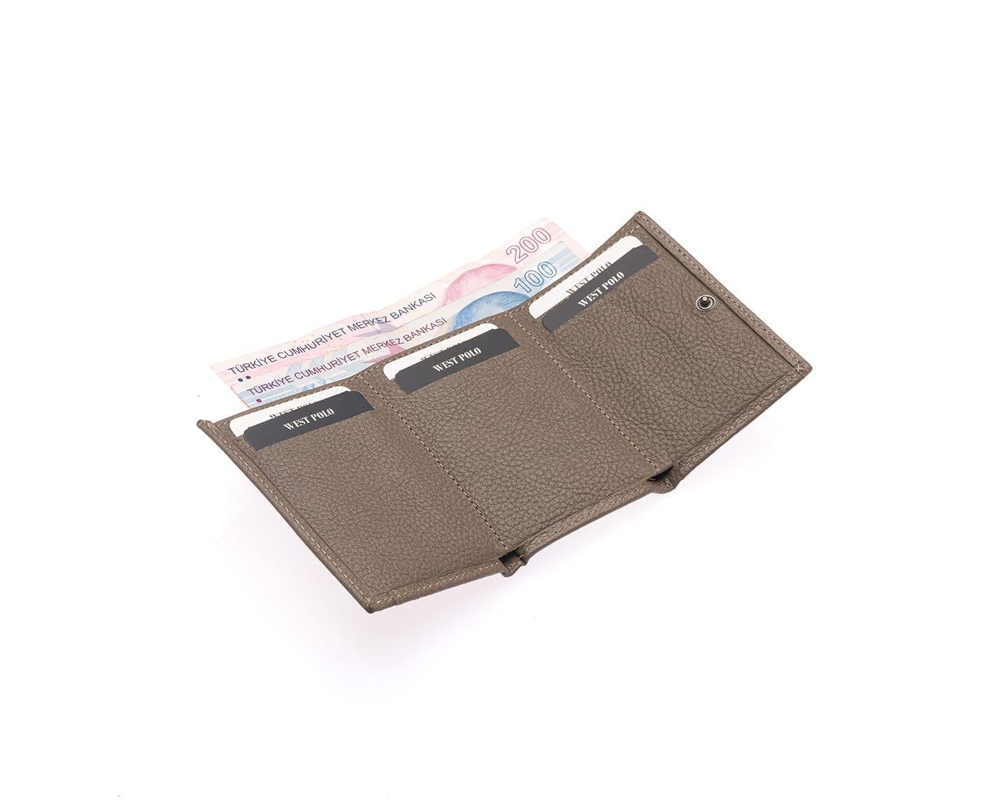 NL2732-KUMWestpolo Unisex Hakiki Deri Bozuk Para ve Kağıt Para Bölmeli Cüzdan Kartlık-Kum