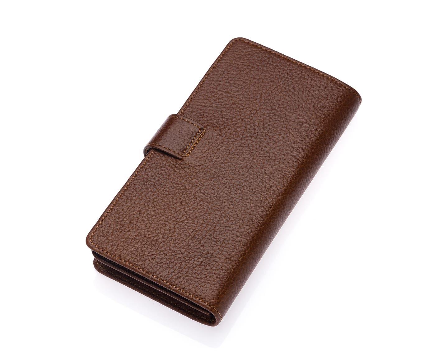 NL2746 - TabaWestpolo  Patlı Hakiki Deri Telefon Bölmeli Bol Kartlık Bölmeli unisex Cüzdan - Taba