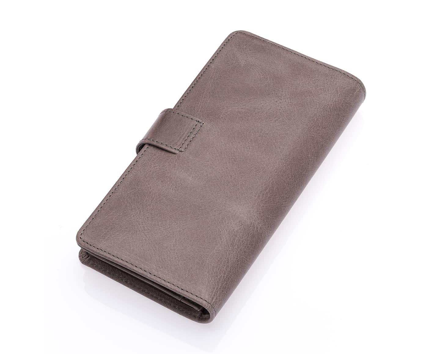 NL2746C - GriWestpolo  Patlı Hakiki Deri Telefon Bölmeli Bol Kartlık Bölmeli unisex Cüzdan - Gri