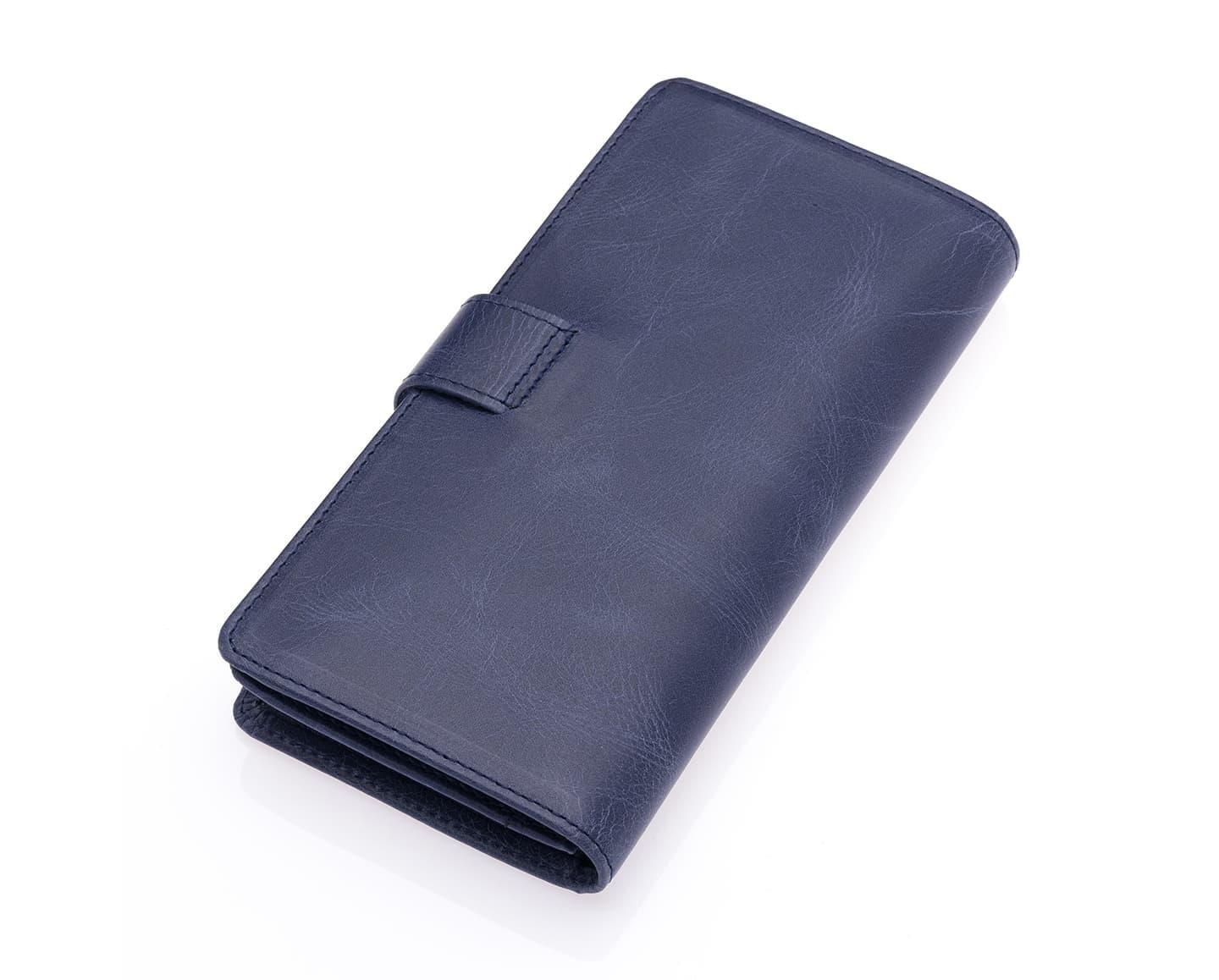 NL2746C - LacivertWestpolo  Patlı Hakiki Deri Telefon Bölmeli Bol Kartlık Bölmeli unisex Cüzdan - Lacivert