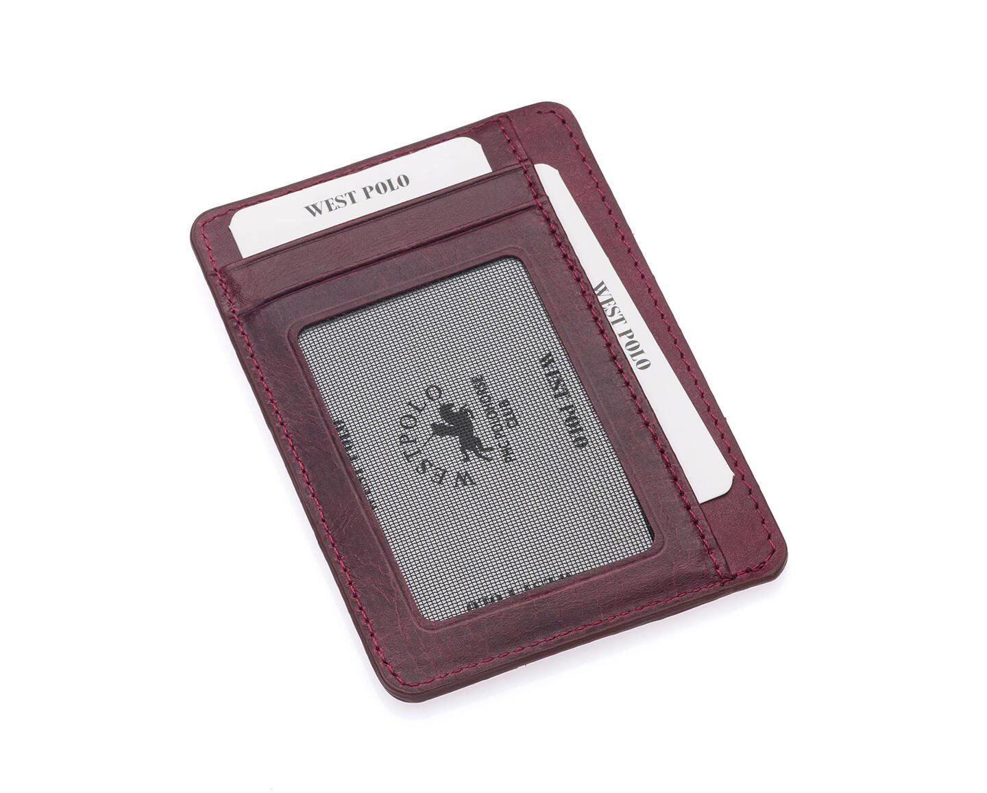 NL358C-BORDOWestpolo Haris Kağıt Para Bölmeli Hakiki Eskitme Deri Unisex Kartlık - Bordo