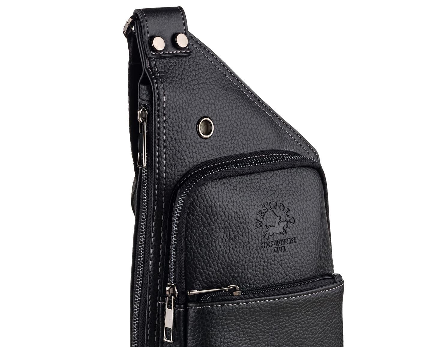 NL5014-SİYAHWestpolo Çok Bölmeli Deri Erkek Omuz ve Göğüs Çantası Body Bag - Siyah