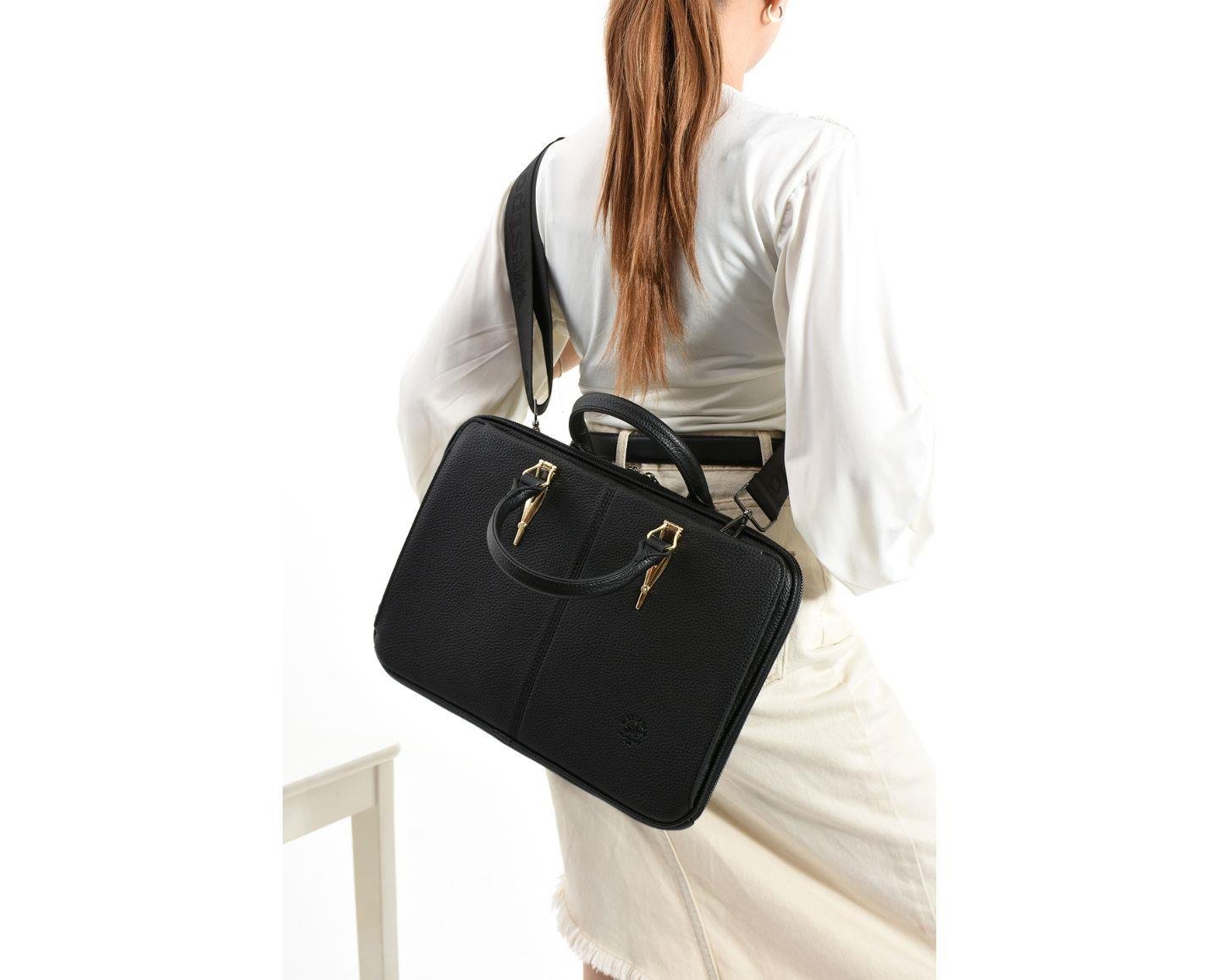 NL5043-SİYAHWestpolo Vegan Deri Unisex Laptop Çantası - Siyah