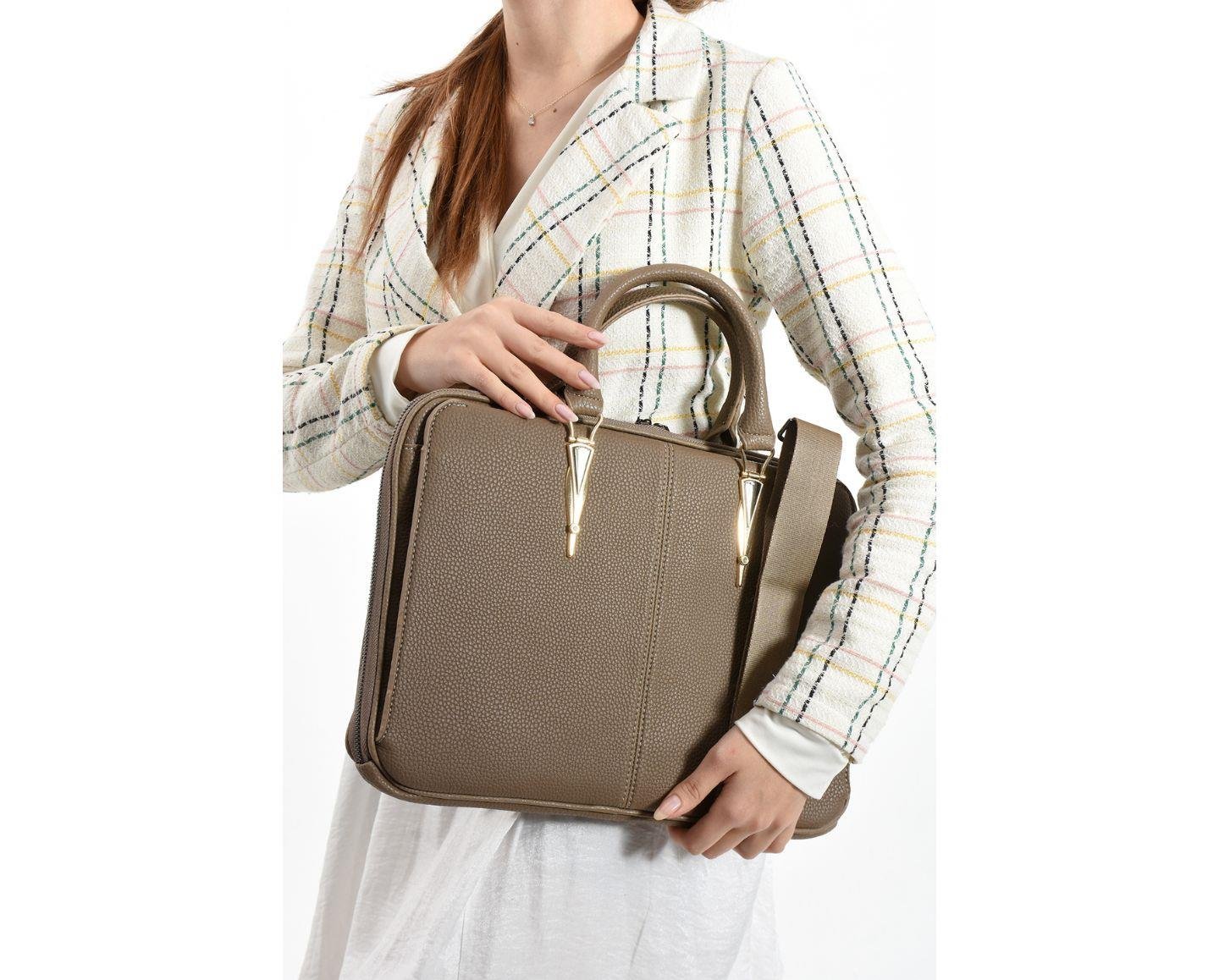 NL5043-VİZONWestpolo Vegan Deri Unisex Laptop Çantası - Vizon