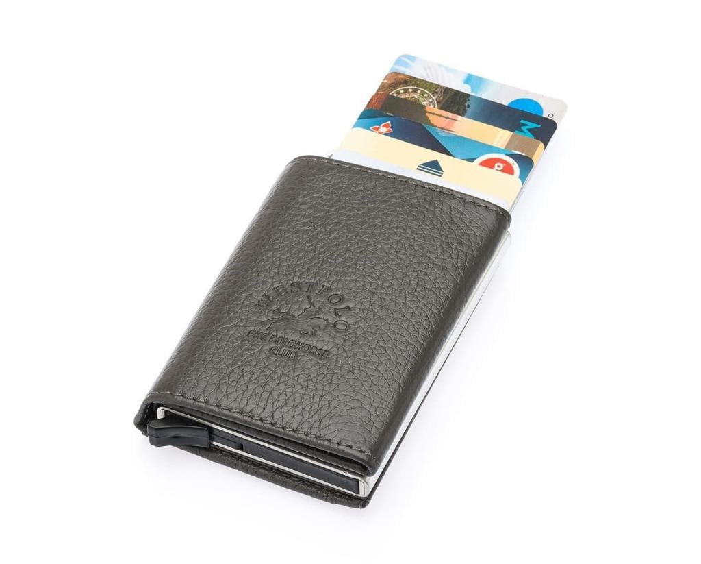 NL5540-GRİWestpolo Mories Unisex Hakiki Guti Deri Mekanizmalı Cüzdan Kartlık - Gri