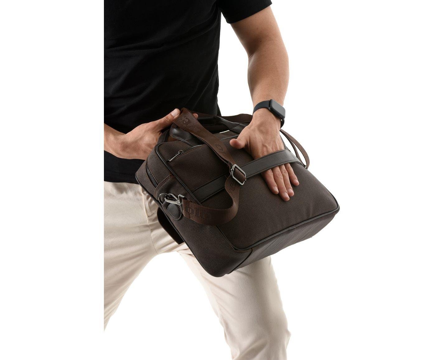 NL6073KES - Kahverengi -KahverengiWestpolo Unisex Vegan Deri Laptop Bölmeli Fermuarlı Ön Kapak Detaylı Kanvas Omuz Askılı Evrak ve Laptop Çantası -Kahverengi