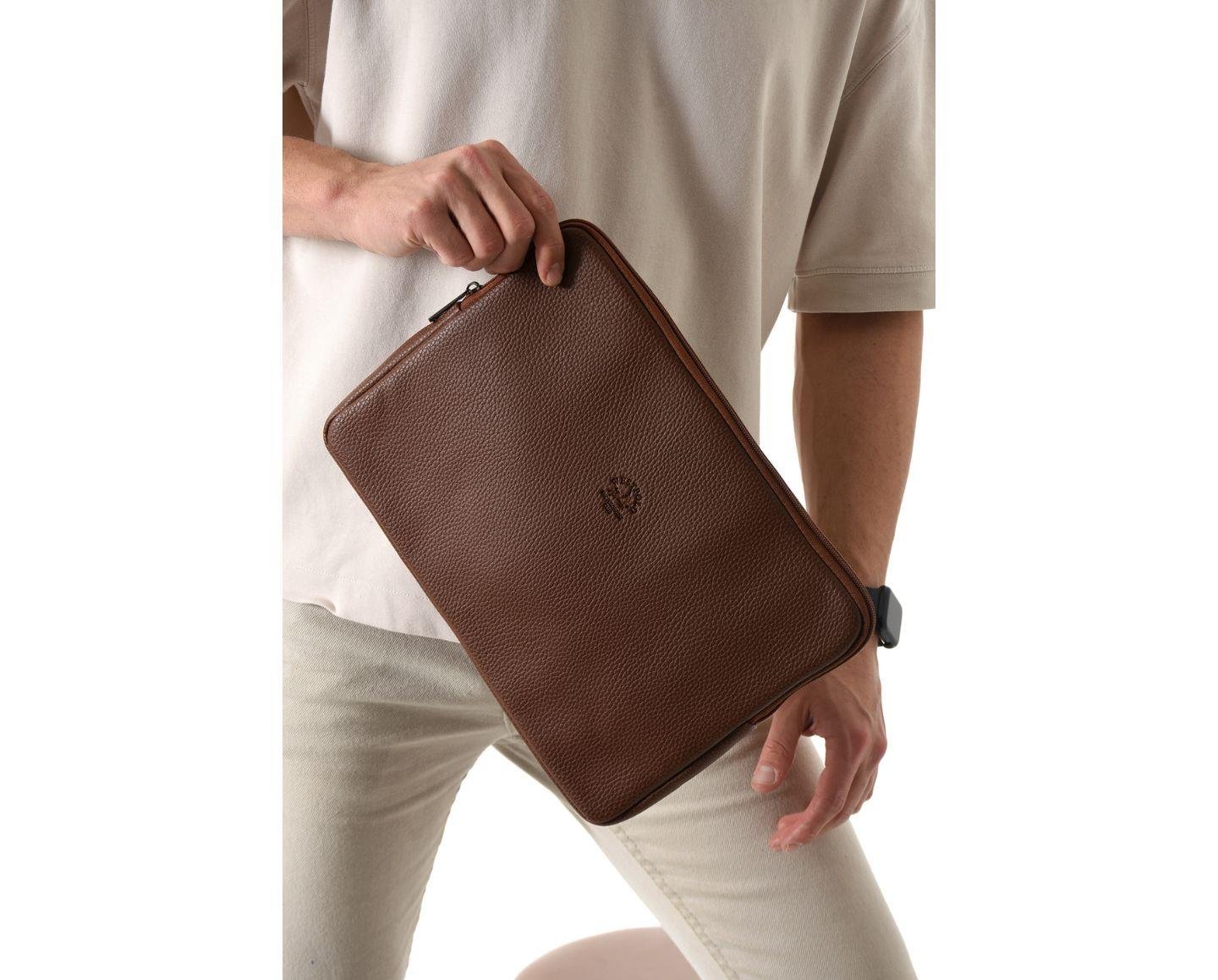 NL6077-FINDIKWestpolo Vegan Deri Unisex Macbook Çantası - Fındık