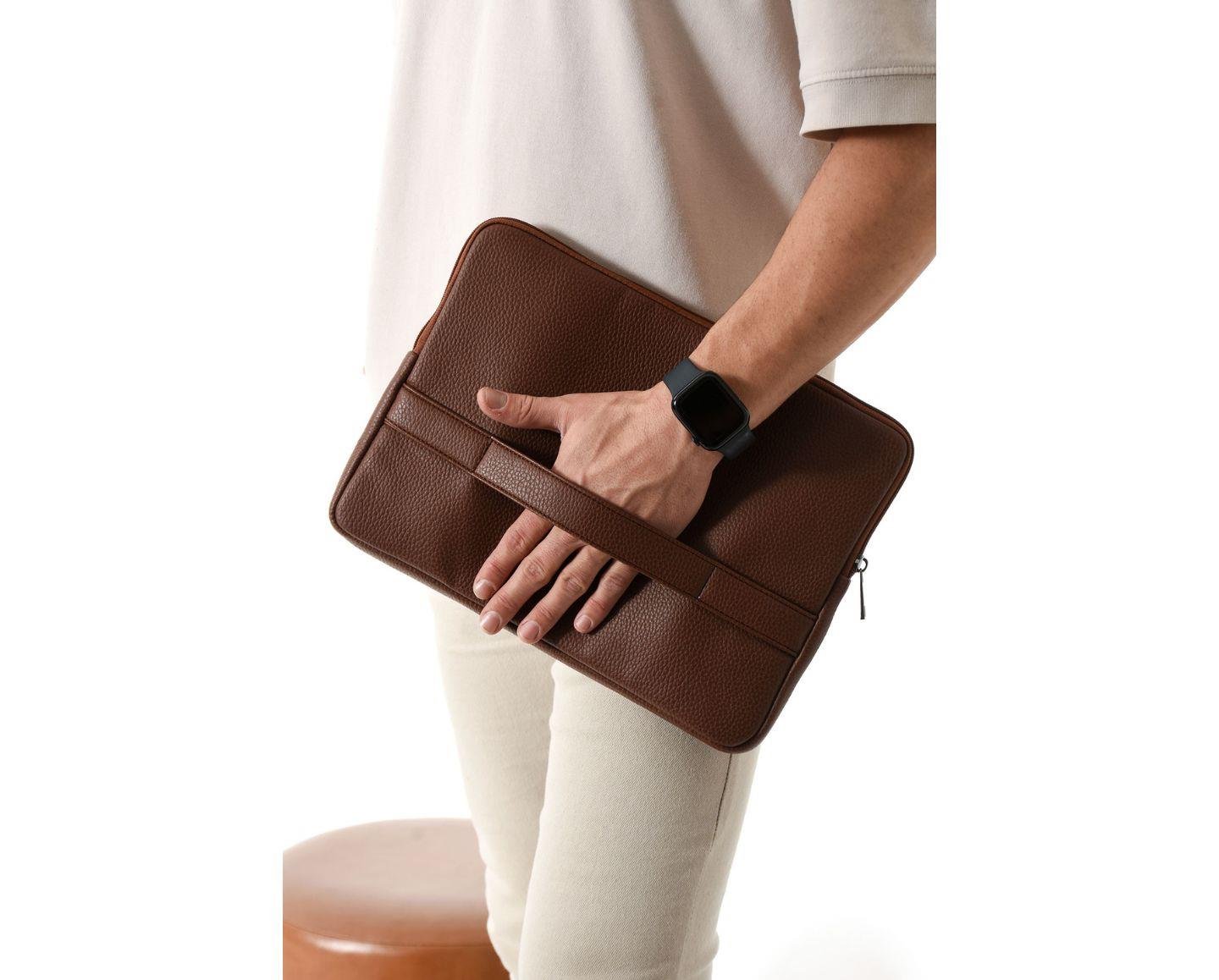 NL6077-FINDIKWestpolo Vegan Deri Unisex Macbook Çantası - Fındık